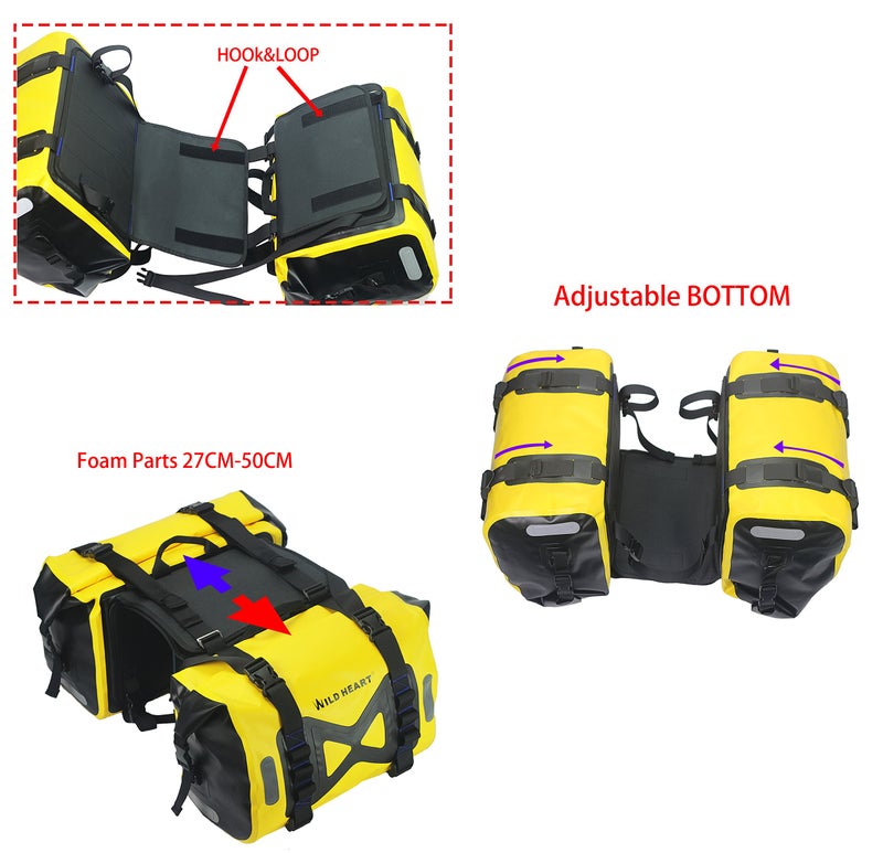 WILD HEART Waterproof bag Motorcycle saddlebag 50L Tank bag Motor Side bag (Black) - Image 4